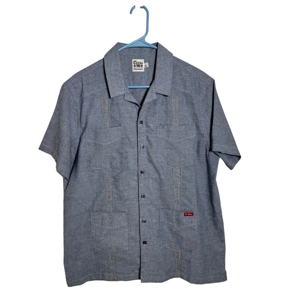 Huckberry x Coors Guayabera Shirt Blue Short Sleeve Camp Shirt Men’s LG Casual - Picture 2 of 10